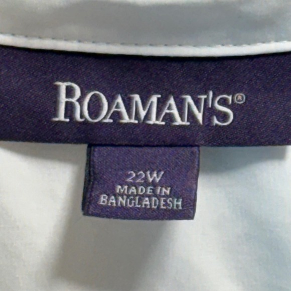 Roaman's White Tunic‎ Top Plus Size 22W Long Sleeve V Neck Hi Low Hem Shirt - Picture 3 of 6